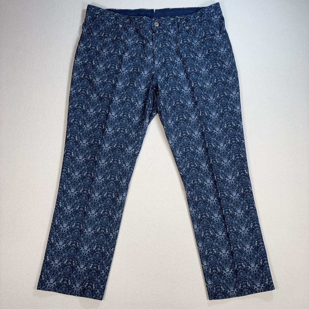J.Lindeberg Jack Slim Golf Pants Mens 36 fits 37x27 Blue Micro Geometric Tapered
